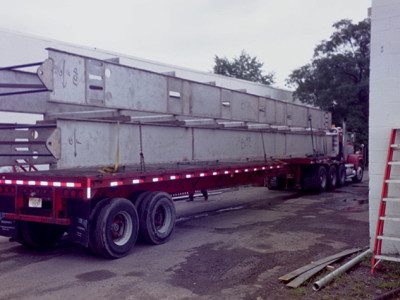 A truck carrying metal
