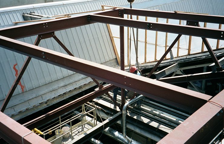 Metal railings at a factory