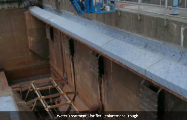 Replacement trough for a water treatment clarifier